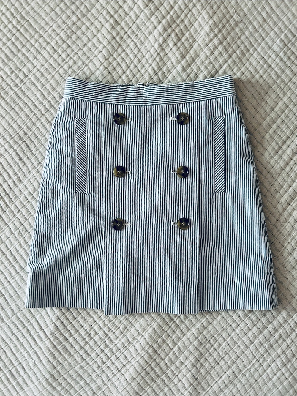 J. Crew Striped Seersucker Nautical Sailor Mini Skirt